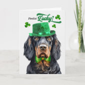 Gordon Setter Dog Feelin' Lucky St Patrick's Day Feestdagen Kaart (Voorkant)