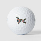 Gordon Setter Dog Geometric Pattern Silhouette Pla Golfballen (Voorkant)