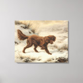 Gordon Setter Dog in een Sneeuwwitje Winter Landsc Canvas Afdruk (Voorkant)