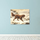 Gordon Setter Dog in een Sneeuwwitje Winter Landsc Canvas Afdruk (Insitu (Houten vloer))