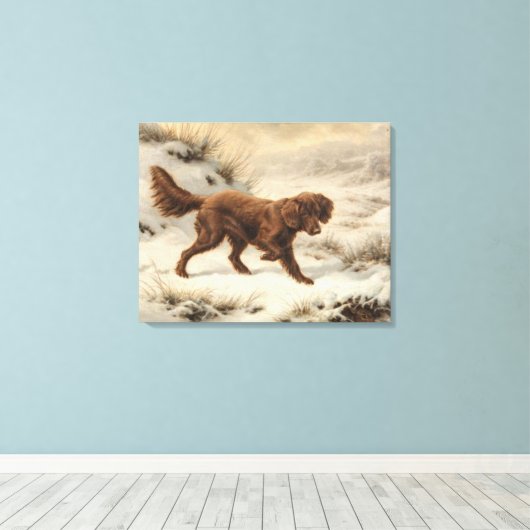 Gordon Setter Dog in een Sneeuwwitje Winter Landsc Canvas Afdruk (Insitu (Houten vloer))