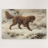 Gordon Setter Dog in een Sneeuwwitje Winter Landsc Legpuzzel (Horizontaal)