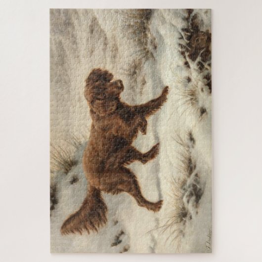 Gordon Setter Dog in een Sneeuwwitje Winter Landsc Legpuzzel (Verticaal)