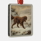 Gordon Setter Dog in een Sneeuwwitje Winter Landsc Metalen Ornament (Rechts)