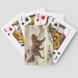 Gordon Setter Dog in een Sneeuwwitje Winter Landsc Pokerkaarten