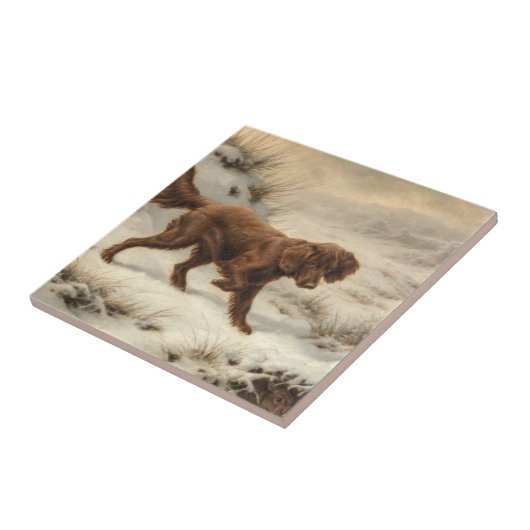 Gordon Setter Dog in een Sneeuwwitje Winter Landsc Tegeltje (Zijkant)