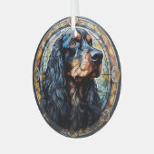 Gordon Setter Dog Mozaïek Gevlekt Glas Ornament (Voorkant links)