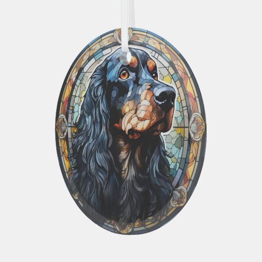 Gordon Setter Dog Mozaïek Gevlekt Glas Ornament (Voorkant links)