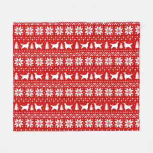 Gordon Setter Dog Silhouetten Kerstpatroon Fleece Deken