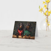 Gordon Setter Dogs Kerst Kaart (Gele Bloem)