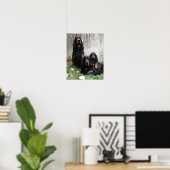 Gordon Setter Generaties Schilderij Canvasprint Poster (Thuiskantoor)