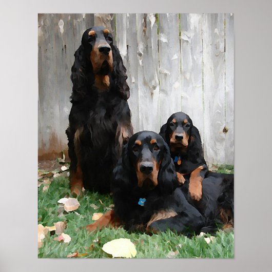 Gordon Setter Generaties Schilderij Canvasprint Poster (Voorkant)