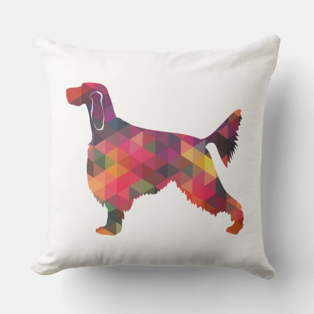 Gordon Setter Geometric Pattern Silhouette Multi Kussen (Voorkant)