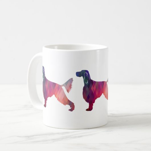 Gordon Setter Geometric Pattern Silhouette Pink Koffiemok (Voorkant links)