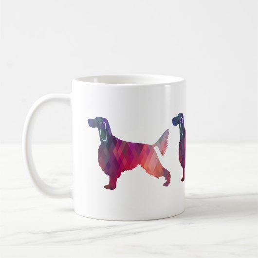 Gordon Setter Geometric Pattern Silhouette Pink Koffiemok (Links)