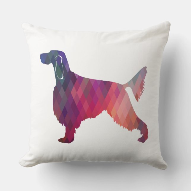 Gordon Setter Geometric Pattern Silhouette Pink Kussen (Voorkant)