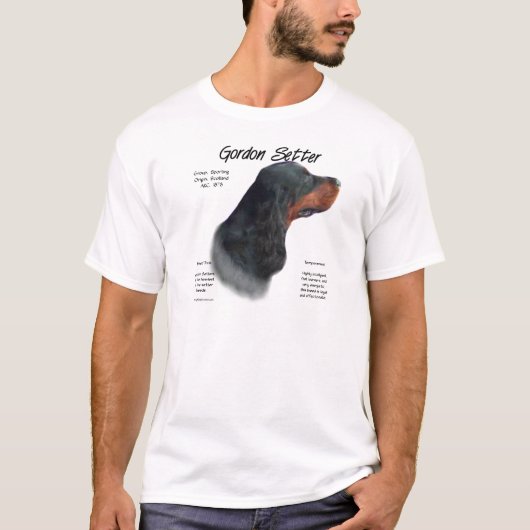 Gordon Setter Geschiedenis Ontwerp T-shirt (Voorkant)