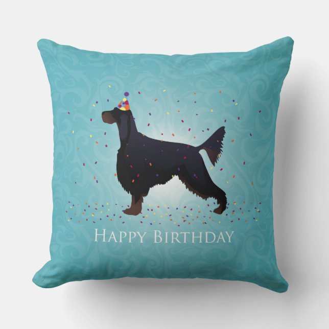 Gordon Setter Happy Birthday Design Kussen (Voorkant)