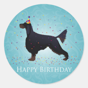 Gordon Setter Happy Birthday Design Ronde Sticker