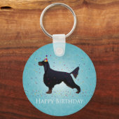 Gordon Setter Happy Birthday Design Sleutelhanger (Voorkant)