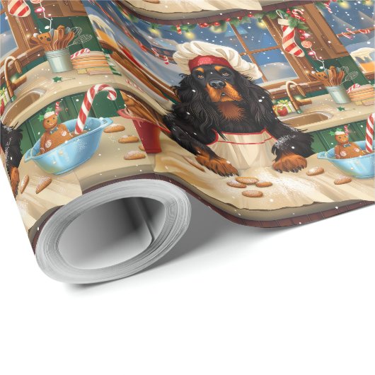 Gordon Setter Holiday Baking: Feestelijke Kerst Cadeaupapier (Rol Hoek)