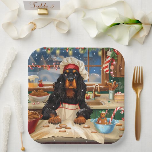 Gordon Setter Holiday Baking: Feestelijke Kerst Papieren Bordje (Huwelijk)
