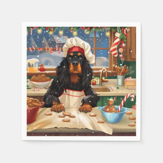 Gordon Setter Holiday Baking: Feestelijke Kerst Servet (Voorkant)