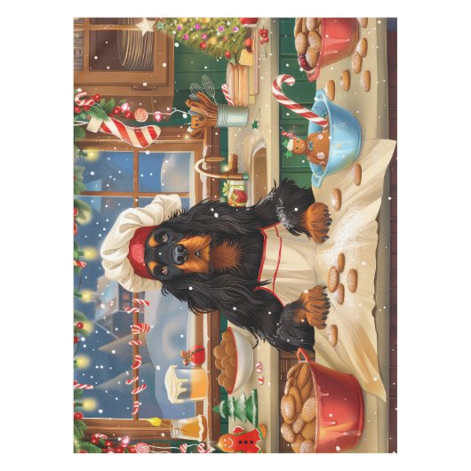 Gordon Setter Holiday Baking: Feestelijke Kerst Tafelkleed (Voorkant)
