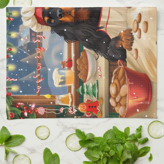 Gordon Setter Holiday Baking: Feestelijke Kerst Theedoek (Gevouwen)