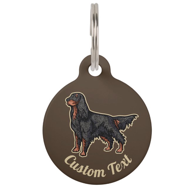 Gordon Setter Illustratie Huisdier ID Plaque Huisdierpenning (Voorkant)