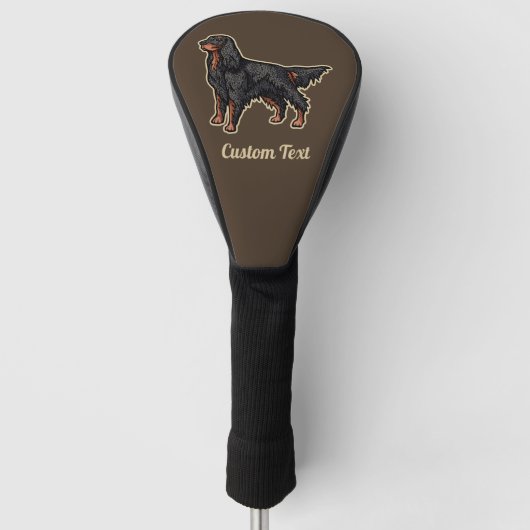 Gordon Setter Illustration Golf Head Hoesje Golfheadcover (Voorkant)