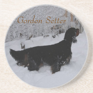 Gordon Setter in Snowstorm Coaster Zandsteen Onderzetter