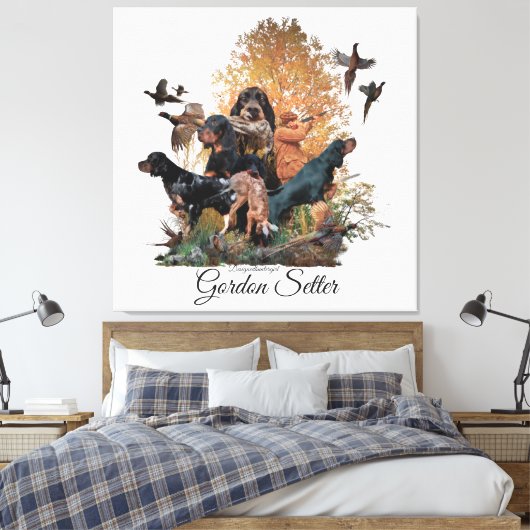 Gordon Setter, jachtseizoen Canvas Afdruk (Insitu (Slaapkamer))