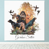 Gordon Setter, jachtseizoen Canvas Afdruk (Insitu (Houten vloer))