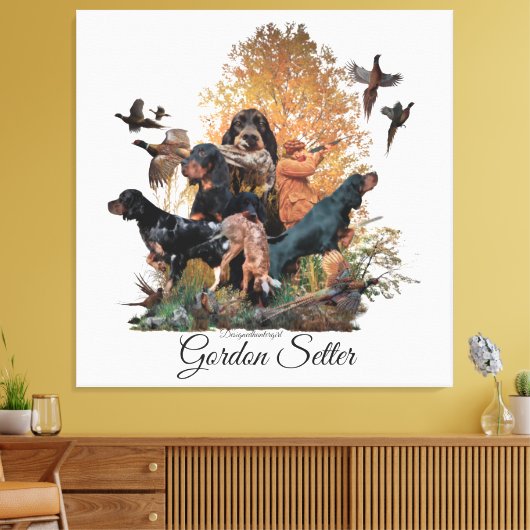Gordon Setter, jachtseizoen Canvas Afdruk (Insitu (Woonkamer))