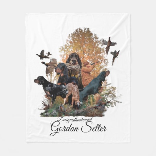 Gordon Setter, jachtseizoen Wood Wall Art Coffee Fleece Deken (Voorkant)
