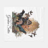 Gordon Setter, jachtseizoen Wood Wall Art Coffee Fleece Deken (Voorkant (Horizontaal))