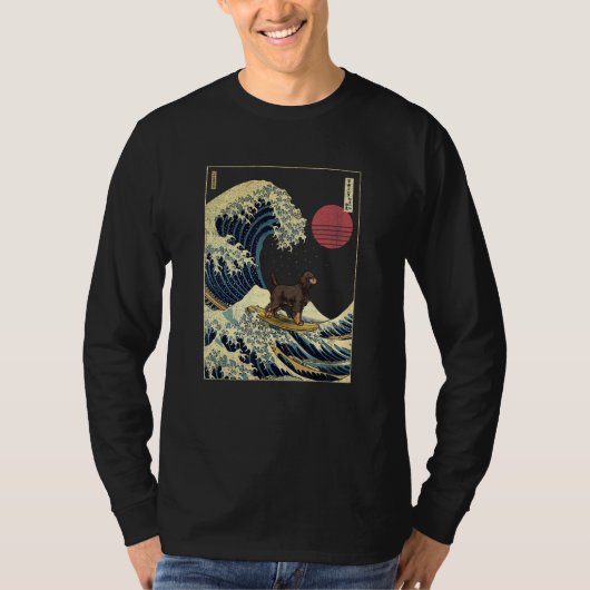 Gordon Setter Japanese Kanagawa Wave  Surf Dog T-shirt (Voorkant)