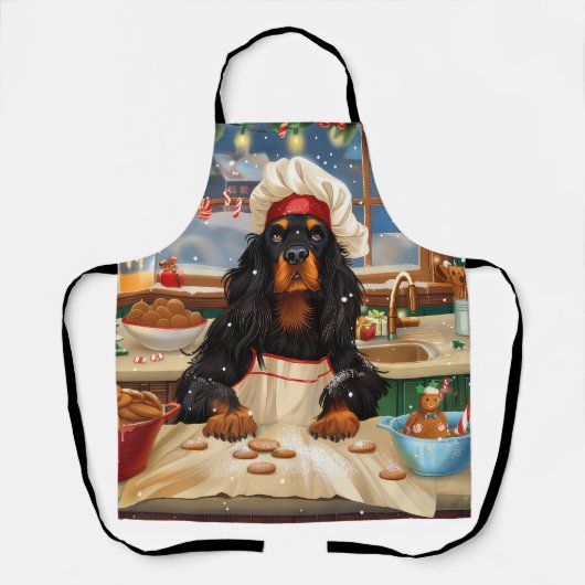 Gordon Setter Kerstbakfeest: Feestelijke Kerstmis Schort (Voorkant)