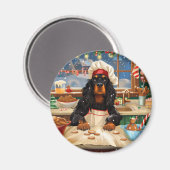 Gordon Setter Kerstbakfeest: Festieve Kerstmis Magneet (Voorkant / Achterkant)