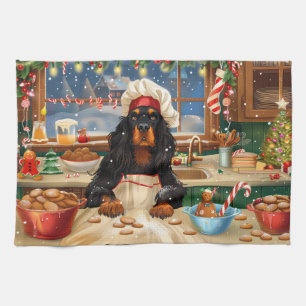 Gordon Setter Kerstbakfeest: Festieve Kerstmis Theedoek