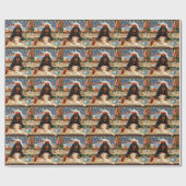 Gordon Setter Kerstbakken: Festive Kerstmis Cadeaupapier (Vlak)
