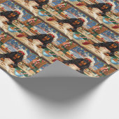 Gordon Setter Kerstbakken: Festive Kerstmis Cadeaupapier (Hoek)
