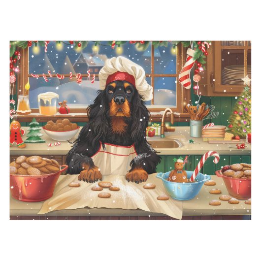 Gordon Setter Kerstbakken: Festive Kerstmis Tafelkleed (Voorkant (Horizontaal))