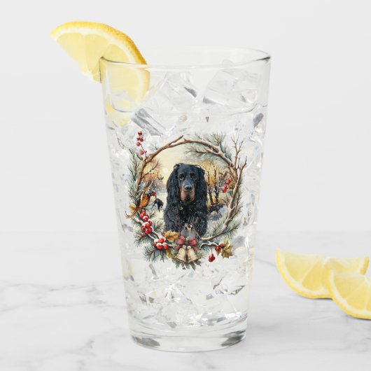 Gordon Setter Kerstvreugde – Seizoensgebonden hond Glas (Voorkant ijs)