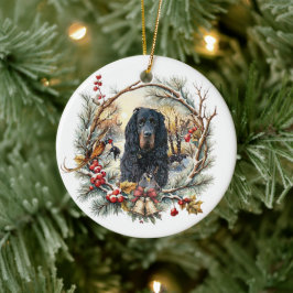 Gordon Setter Kerstvreugde – Seizoensgebonden Hond Keramisch Ornament