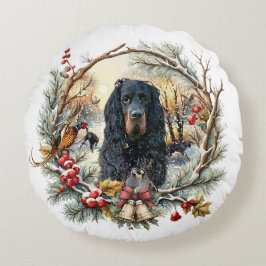 Gordon Setter Kerstvreugde – Seizoensgebonden Hond Rond Kussen