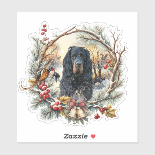 Gordon Setter Kerstvreugde – Seizoensgebonden Hond Sticker (Vel)