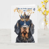 Gordon Setter King voor een dag grappige verjaarda Kaart (Gele Bloem)