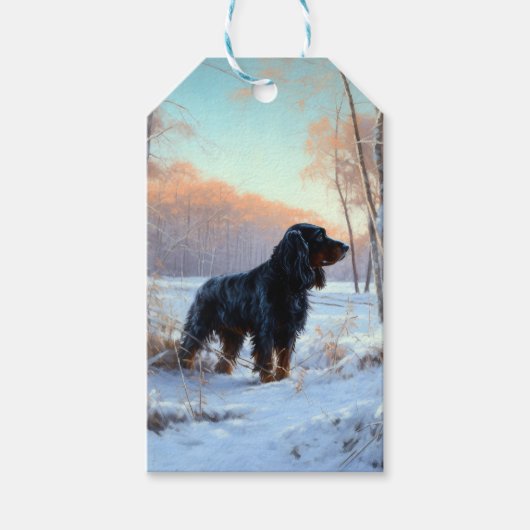 Gordon Setter Laat het Sneeuwen Kerstmis Cadeaulabel (Voorkant)